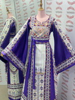 Load image into Gallery viewer, Purple Embroidery Traditional Palestinian Thobe Machine Made
