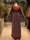 Maroon Ghabani Traditional Embroidered Thoub