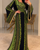 Green Palestinian Green Olive Thobe Embroidery