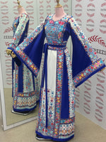 Load image into Gallery viewer, Blue Stunning Embroidery Traditional Embroidered Palestinian Fellahi Thobe
