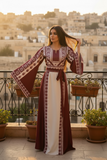 Maroon Embroidery Silk Fashion Dress