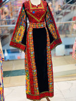 Load image into Gallery viewer, Black Velvet embellished with intricate Qasab (metallic) embroidery.
