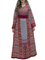 Load image into Gallery viewer, Gray Thobe Embroidered Palestinian With Embroidery Belt
