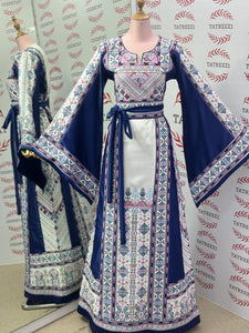 Dark Blue Embroidery Traditional Palestinian Thobe Machine Made