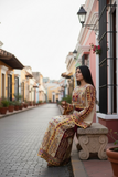 Baharej Thoub Luxury Embellishments Beige Shade Embroidered Palestinian Thobe