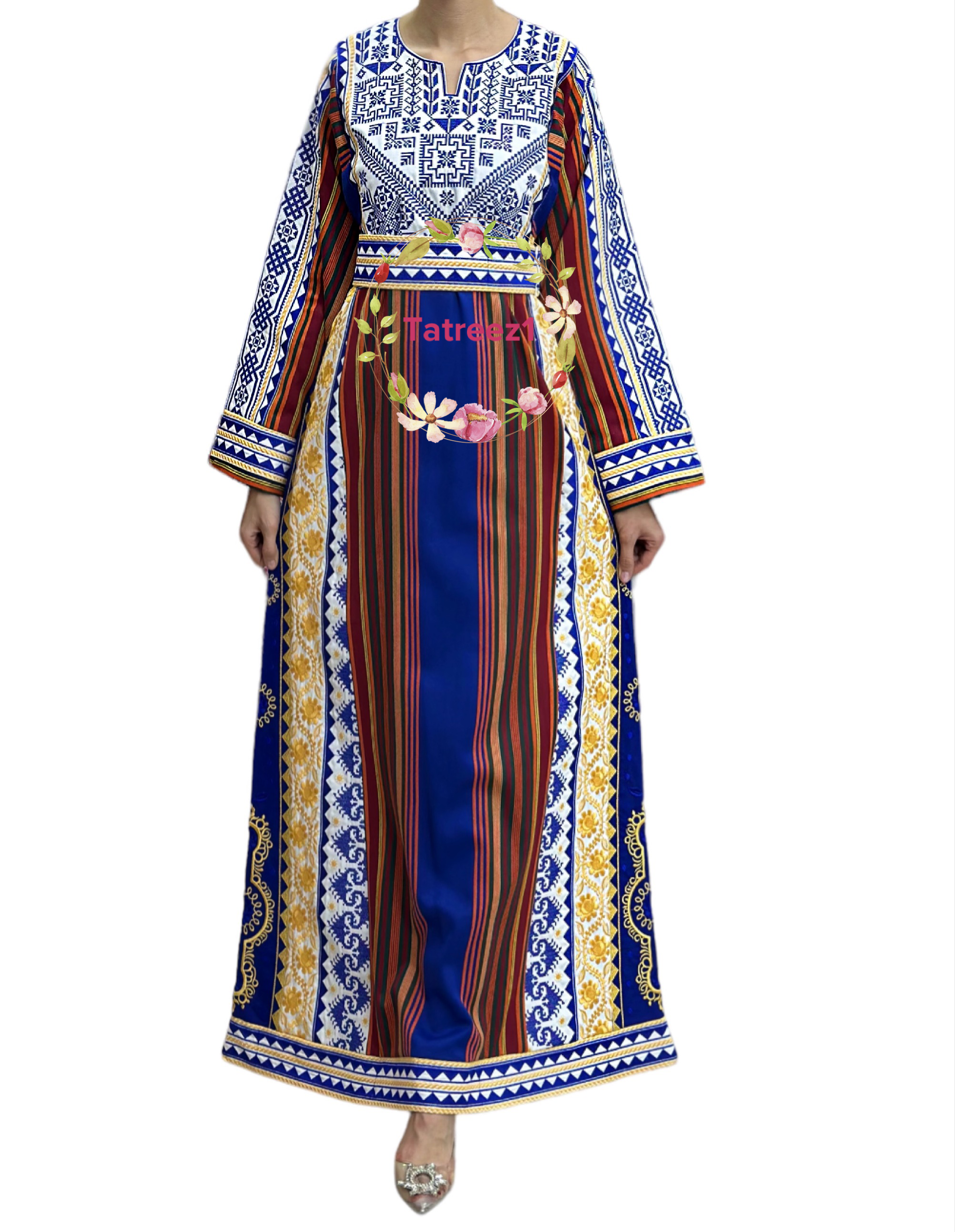 Majdalway Blue Embroidered Palestinian Fellahi Thobe