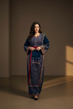 Blue Velvet Golden Embroidery Thoub