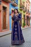 Blue Velvet Embroidery Palestinian Fellahi Thobe