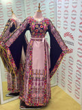The Glow Pink Thoub Palestinian Featuring Wide Sleeve