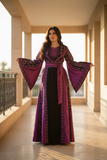 Purple Embroidery Silk Fashion Dress