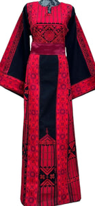 Black/Red Palstainen EmbroideryTraditional Long Thoub