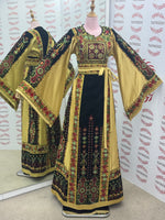 Load image into Gallery viewer, Velvet Black Palestinian Tatreez Thobe Heritage Elegance Embroidered Dress
