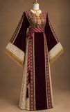 Velvet Embroidery Thoub with Dangling Beads