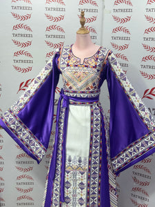 Purple Embroidery Traditional Palestinian Thobe Machine Made