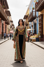 Load image into Gallery viewer, Teal Green
 Velvet Palastine Thoub
