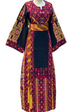Black Etameen  Embroidered Palestinian Fellahi Thobe With Kashmir belt