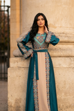 Blue Embroidery Silk Dress