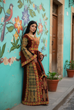Jennah & Naar Velvet embellished with intricate Qasab (metallic) embroidery.