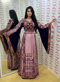 The Glow Pink Thoub Palestinian Featuring Wide Sleeve