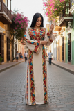 Beige Simple & Classic Elegant Emberoidery Dress With Matching belt