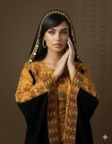 Golden The Glow Thoub Palestinian Featuring Wide Sleeve Reversible Belt