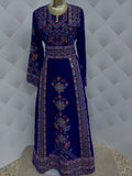 Blue Velvet Embroidery Palestinian Fellahi Thobe