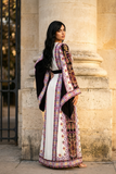 Purple Embroidered Palestinian Thobe with Wide Sleeves