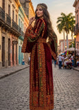 Beautiful Maroon Embroidered Palestinian Fellahi Thobe