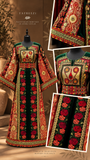 Green Qasab Malacca German Velvet Thoub with Embroidery with Matching Headpiece