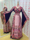 The Glow Pink Thoub Palestinian Featuring Wide Sleeve