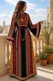 Multicolored Majdalway Embroidered Palestinian Fellahi Thobe
