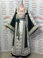 Load image into Gallery viewer, Green Embroidery Traditional Palestinian Thobe Machine Made

