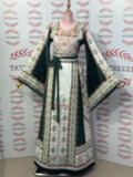 Green Embroidery Traditional Palestinian Thobe Machine Made