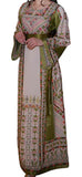 With Reversable Belt Green Astonishing Palstainen Embroidery Traditional Long Thoub With Matching Headpiece