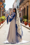 Embroidered Palestinian Fellahi Thobe With Matching Headpiece & overskirt