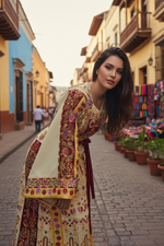 Load image into Gallery viewer, Baharej Thoub Luxury Embellishments Beige Shade Embroidered Palestinian Thobe
