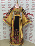 Luxury Embroidery  Golden Traditional Palestinian Thobe Machine Made