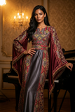 Al-Fidda The Winged Metallic Gray with Wine Accents Thoub