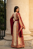 Red Embroidered Palestinian Thobe with Wide Sleeves