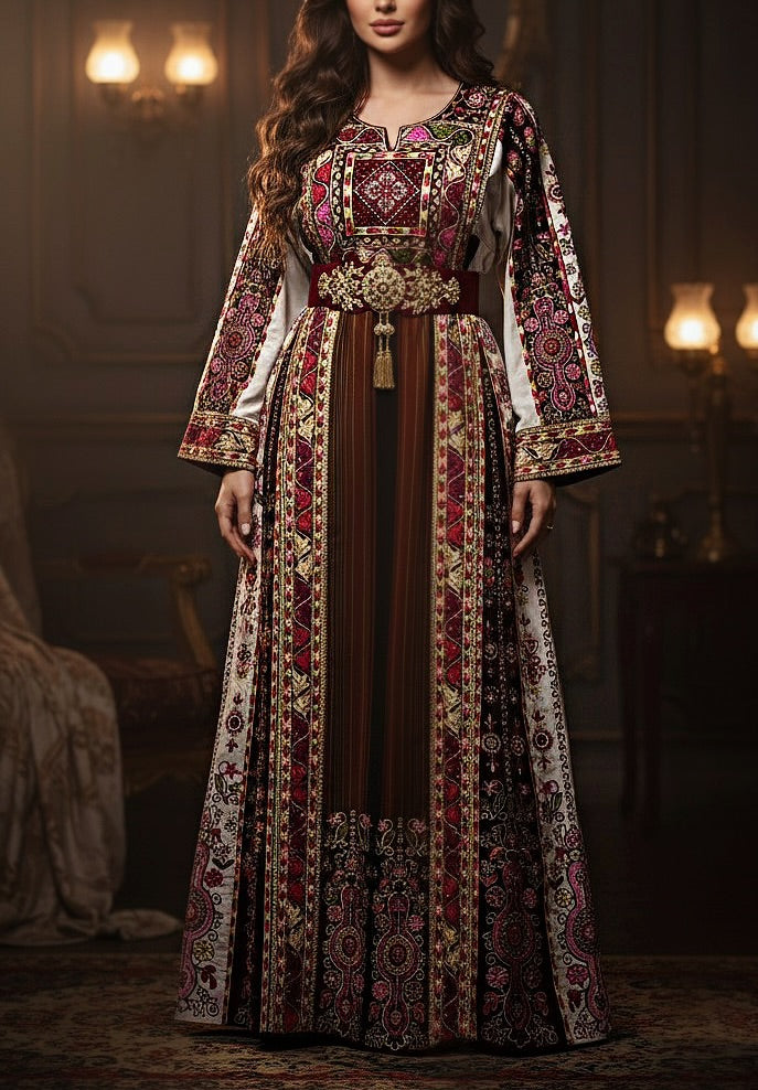 New Collection Jennah wnar Malacca Thoub Silk Velvet  Embroidery Thoub come with Embroidery Belt