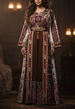 Load image into Gallery viewer, New Collection Jennah wnar Malacca Thoub Silk Velvet  Embroidery Thoub come with Embroidery Belt
