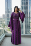 Front Purple Embroidery Elegant Palestinian Dress