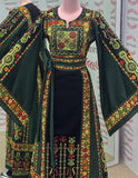 Luxury Green Embroidery Traditional Palestinian Thobe Machine Made