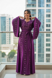Front Purple Embroidery Elegant Palestinian Dress
