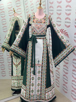Load image into Gallery viewer, Green Embroidery Traditional Palestinian Thobe Machine Made
