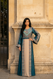 Blue Embroidery Silk Dress