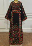 Elegant Black Thobe with Colorful Geometric Embroidery