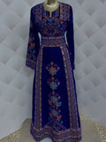 Blue Velvet Embroidery Palestinian Fellahi Thobe