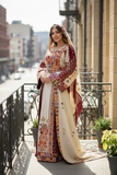 Bridal Embroidered Palestinian Fellahi Thobe With Matching Headpiece & overskirt