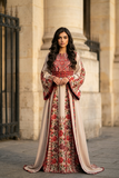 Light beige Elegance Thoub with Overskirt Thoub with Floral Embroidery